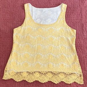 Beautiful flapper style Yellow Lace Sleeveless tank Top women’s